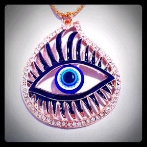 Betsey Johnson Blue Evil Eye Pendant Necklace